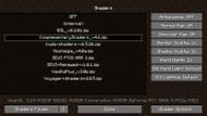 Shaders selection screen in the game (Image via Mojang)